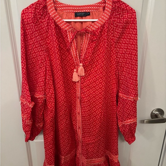 Vineyard Vines Vineyard Tile Print red long sleeve dress size S - Picture 4 of 13
